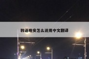 韩语晚安怎么说用中文翻译